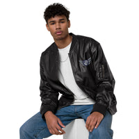 Load image into Gallery viewer, Embroidered Leather Bomber Jacket
